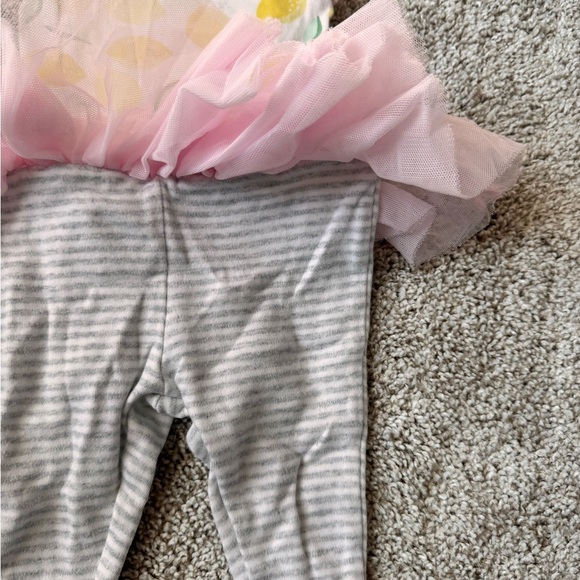Cloud Island Baby Girl Lemon Print Bodysuit & Tutu Leggings Set - Size 0-3 Month - Picture 6 of 9